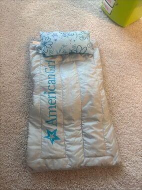 American Girl light blue quilted kids sleep sack with pillow